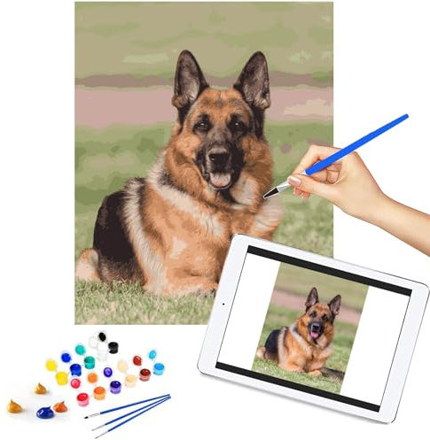 MingSH Personalisiert Malen Nach Zahlen Bild Eigenes Erwachsene Foto Painting Bilder,DIY Handgemalt Ölgemälde Kit für Anfänger und Erwachsene Mit 3-Pinseln und Acrylfarbe（16 x 20 Zoll Ohne Rahmen）