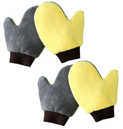 SOESFOUFU 4stücke Teiliges Waschhandschuhe Für Hochwertige Korallenfleece-reinigungshandschuhe Rutschfest Für Autowäsche Und Lackpflege Schonend Für Oberflächen