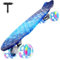 BELEEV Kinder Skateboard 22 Zoll mit LED Leuchtrollen Wheels, Komplette Mini Cruiser Skateboard für Kinder Jugendliche Erwachsene, LED Leuchtrollen mit All-in-one Skate T-Tool für Anfänger