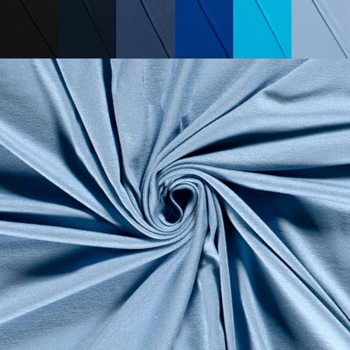 Viskose Jersey Uni Meterware - Stretchstoff Viskose - Viskosestoff stretchig - Jerseystoff Sommer - Blusenstoff Öko Tex 100 *Ab 50cm, Farbe: 103 h.blau