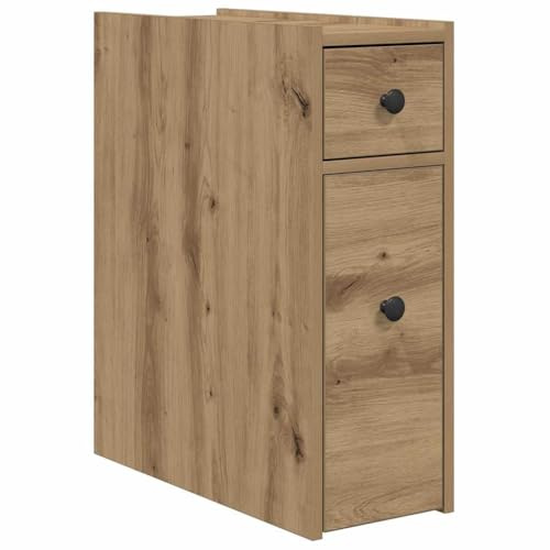 vidaXL Badschrank Schmal mit Rollen Artisan-Eiche Holzwerkstoff