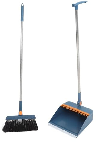 MOBUTOFU Stainless Steel Broom Dustpan Cleaning Tools Broomstick and Dustpan Versatile Home Cleaning Accessory