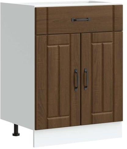 vidaXL Armoire de Cuisine Lucca chêne Marron Bois ingénierie, Meuble d'évier, Meuble de Cuisine avec tiroir, Meuble de Cuisine à tiroir