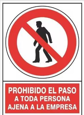 FERRETELIX® Cartel Señal PVC 40 CMx 30 CM PROHIBIDO EL PASO A TODA PERSONA AJENA A LA EMPRESA