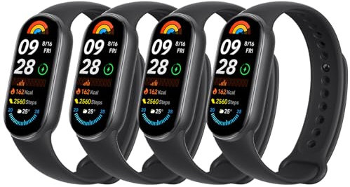 Msksjer 4 Stück Silikon Armband Kompatibel mit Xiaomi Smart Band 10/9/8 Damen Herren, Weiches Sport Bequem und Atmungsaktiv Ersatzarmband für Xiaomi Mi Band 9/8