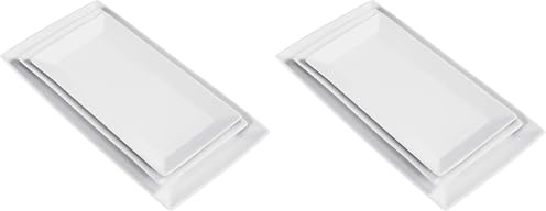 Amazon Basics Dinner Dessert Set, Party Platter Appetizer, 3-Piece Porcelain, 32.38 cm, 28 cm, 25.4 cm, White (Previously AmazonCommercial Brand) (Pack of 2)