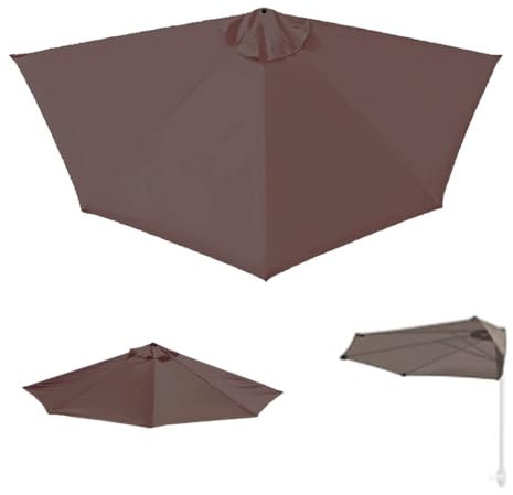 RTVGNSZSJL Halb Sonnenschirm Ersatzbezug 270cm 5 Streben Halbrund Terrassenschirm Sonnenschirm-Abdeckung, Gartenschirm Ersatzabdeckun, Grau(Coffee)