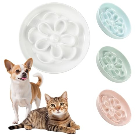 Gamelle Anti Glouton Chat en Mélamine - Petit Bol avec Labyrinthe Fleur pour Chaton - Alimentation Lente, Antidérapante, Anti-Vomissements - Compatible Lave-Vaisselle – Blanc