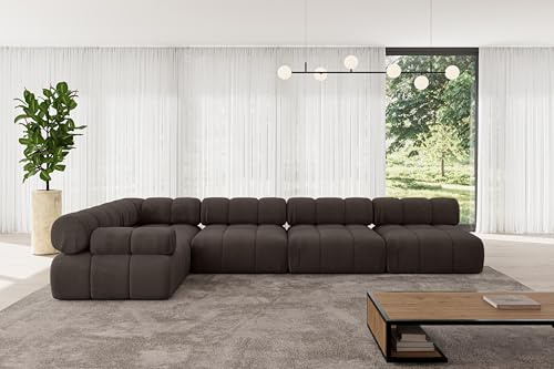 ALTDECOR Modulares Sofa Ecksofa in L-Form Corner modular Sofa Eckcouch Couch Wohnlandschaft Cauchsofa Polstersofa Mende-L3-380x190x70 cm Braun