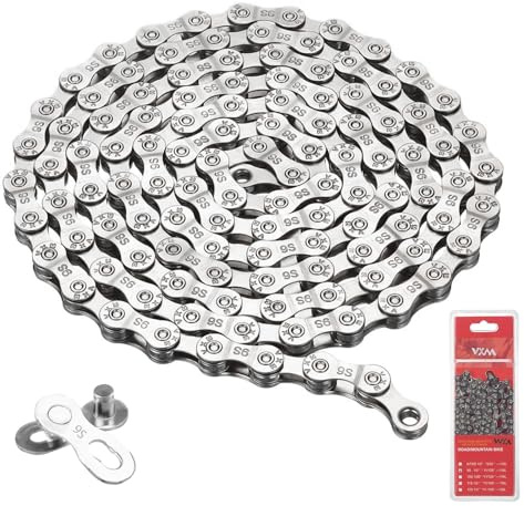 TTYSHIP® Fahrradkette, Fahrradkette 9 Fach mit 1 Paar Magischer Schnalle, Kette Fahrrad für Rennrad Mountainbike (1/2 x 11/128 Inch, 116 Glieder)