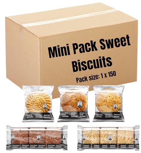 Brakes Mini Pack Sweet Bulk Biscuits Cookies Individually Wrapped Multipack Variety Of Custard, Chocolate Creams, Digestives, Ginger, Shorties (150 Mini Packs)