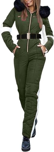 Ansenesna Skianzug Damen Einteiler Wasserdicht Schneeanzug Warm Thermo Skianzüge Für Frauen Overall Mit Kapuze Schneeanzüge Einteilig Winter Skioverall Onesie Elegant Ski Anzug Jumpsuit Schneeoverall