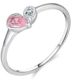 RDSGYZ Anello al quarzo rosa oro bianco 375 585 750 da donna, anello di fidanzamento con quarzo rosa e moissanite, fedi nuziali senza nichel, misura 50-62, Metallo prezioso, Quarzo rosa Moissanite