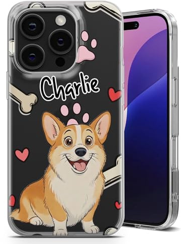 TULLUN Personalised Name or Text Phone Case – Lovely & Funny Classic Cartoon Effect Dog Photo Picture with your Pet | Special Custom TPU Silicone Clear Cover for iPhone 5/5s/SE 2016