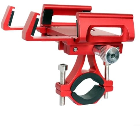 Caswynlife Supporto per telefono in alluminio per manubrio di moto, supporto per telefono MTB, bici da strada, con artiglio regolabile da 50 a 100 mm, supporto sicuro per smartphone da 4-7 pollici con