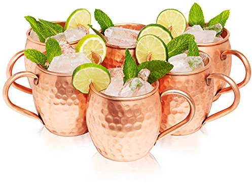 Kitchen Science Moscow Mule Hammered Copper 16 Ounce trinkender Becher, Set von 6 (6)