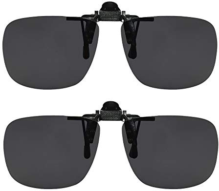 Clip On Sunglasses Flip Up Polarized Sunglasses Clip onto Eyeglasses Over Prescription Glasses Case Included set of 2