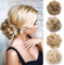 Silk-co Haarteil mit Gummiband, Dutt mit Haaren Gewellt Weich Dutt Haarteil mit Gummiband 35 g, Gelockt Haarverdickung Hair Extensions Messy Bun Hochsteckfrisuren Dunkelblond & Bleichblond