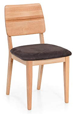 moebel-eins NETRON Esstischstuhl, Material Massivholz/Bezug Kunstleder, Kernbuche, Espresso