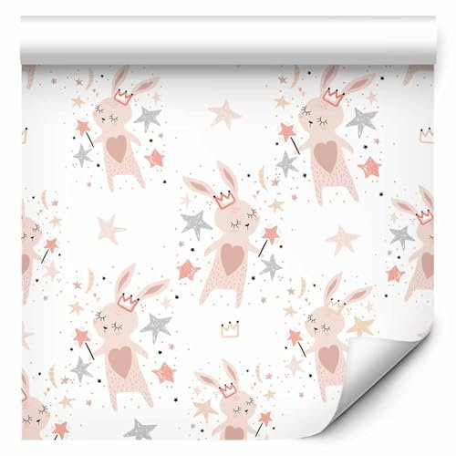 murando Vlies Tapete Kinderzimmer Tiere Deko Panel Fototapete Wanddeko 10 m Tapetenrolle Mustertapete Wandtapete modern design Dekoration - Tier Kaninchen magic für Kinder g-B-0159-j-a