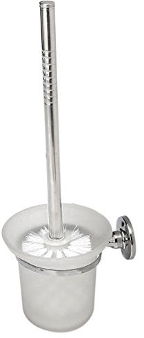 Haude WC-Bürstenhalter aus mattiertem Glas, rund, Wandmontage, verchromt