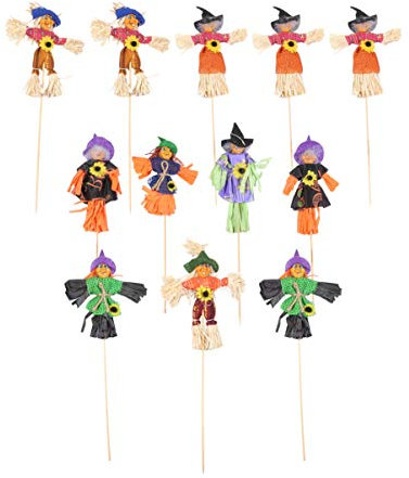 NUOBESTY 12pcs Vivid Witch Scarecrow Halloween Ornament Decor for Festive Parties Creative Photography Props Material for Use for Home Decoration