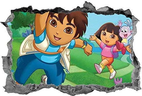 Stickers murauxDora l'exploratrice, autocollant, sticker, enfants, chambre à coucher, 3D, Art mural, peinture murale