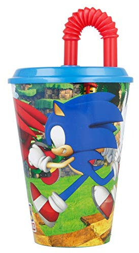 ALMACENESADAN 3311 Gobelet avec canne (réutilisable) Sonic ; idéal pour les fêtes et les anniversaires ; capacité 430 ml ; produit en plastique réutilisable ; sans BPA