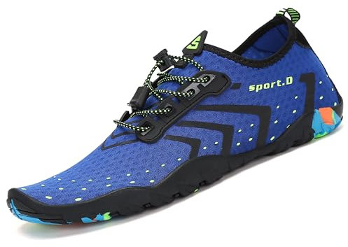 SAGUARO Badeschuhe Herren Schnell Trocknend Sommer Aquaschuhe Damen Anti-Rutsch Atmungsaktiv Schuhe Wassersport Strand Schwimmen Barfuß Surfen Wasserschuhe, Neu Blau 36