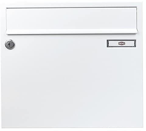 RENZ Briefkasten Classic 17 Liter - 370 mm x 330 mm x 145 mm - Einwurf 335 mm x 33 mm für Format C4 - mit RS50-Schrägeinwurf - Verkehrsweiß (RAL 9016) - 17-1-18516