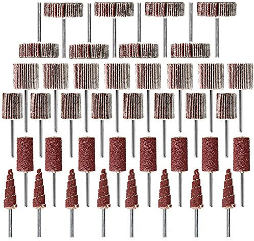 40 PCS Abrasive Flap Wheel Sander,80 Grit 3mm Shank Diameter Cone Shape Abrasive Sandpaper Flap Sanding Wheel Grinding Head for Rotary Tool