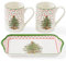 Spode X0011859144 Tassen & Tablett-Set, Porzellan, Grün