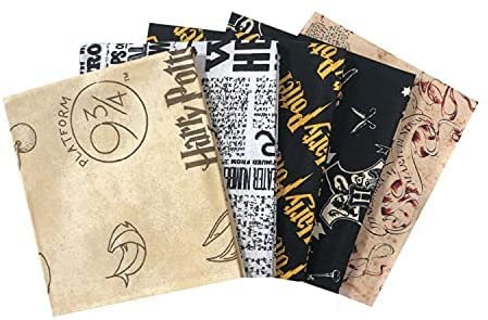 HDmirrorR CraftsFabrics Classics Harry Potter - Fat Quarters 5er-Pack (100% Baumwolle, echter lizenzierter Stoff, ideal zum Basteln)