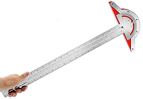 Woodworkers Kantenlineal, verstellbarer Winkelmesser, Winkelmesser, T-quadratisch, Edelstahl, Goniometer, Winkelmesswerkzeug für Tischler, Klempner und Baugewerbe (38,1 cm) (mittel)