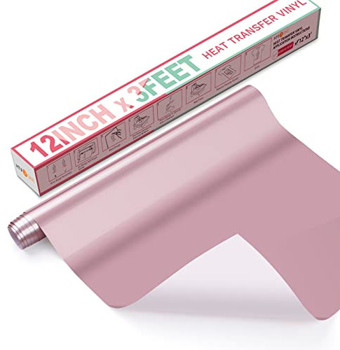 HTVRONT HTV Heat Transfer Vinyl-12 x 3FT Rose Gold HTV Vinyl Roll for T-Shirts, Iron on Vinyl for All Cutting Machines & Heat Press Machine- Easy to Cut & Weed Vinyl Heat Transfer (Rose Gold)