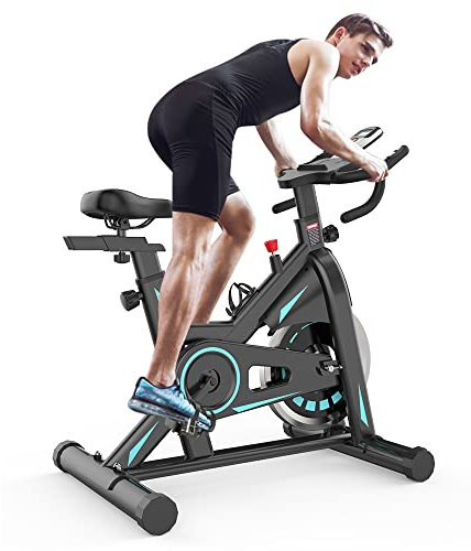 THERUN Heimtrainer Fahrrad magnetisch, stationäre Fitnessbikes mit Multi-Grip-Lenker, iPad-Halterung, Indoor-Cycling-Bikes für zu Hause 150kg (grün)