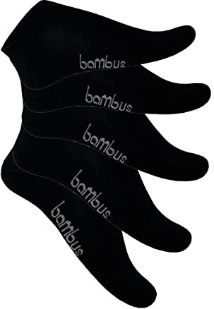 SGS Komfort Bambus Sneaker Socken Herren Damen - Weiche Pique Bund Bambus Socken Schwarz - Geruchskiller- 5er oder 10er Pack - Geeignet als Diabetikersocken