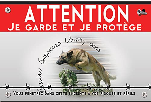 Panneau métal Attention au chien malinois de mondioring