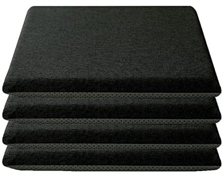 Yadlan 4er Set rutschfeste Sitzkissen Eckig, Waschbar Barhocker Kissen 40x40, GedäChtnisschaum Esszimmer Sitzpolster KüChen Stuhlkissen mit BäNdern(Color:Schwarz)
