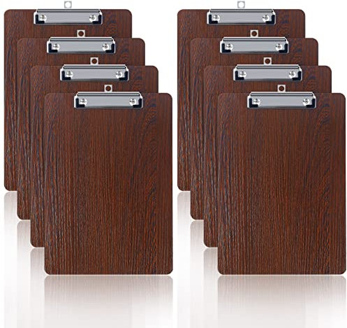 LELADY Klemmbrett A4, 8 Stück Klemmbrett aus Holz, Schreibbrett Klemmbrett mit Metalklemme, Pad Halter Clipboard, Zwischenablage Schreibblock, Clipboard A4
