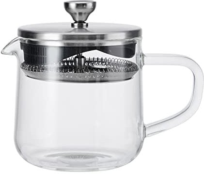 La Cafetière Loose Leaf 2-Cup/550ml Teapot with Lid, Heat-Resistant Glass Tea Infuser with Built-in Stainless Steel Filter for Tea Leaves and Ground Coffee Infusions