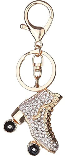 Vepoty Kristall Rollschuhe Schlüsselanhänger Glitzer Strass Schlüsselanhänger 3D Rollschuhe Schlüsselanhänger Tasche Charm Anhänger