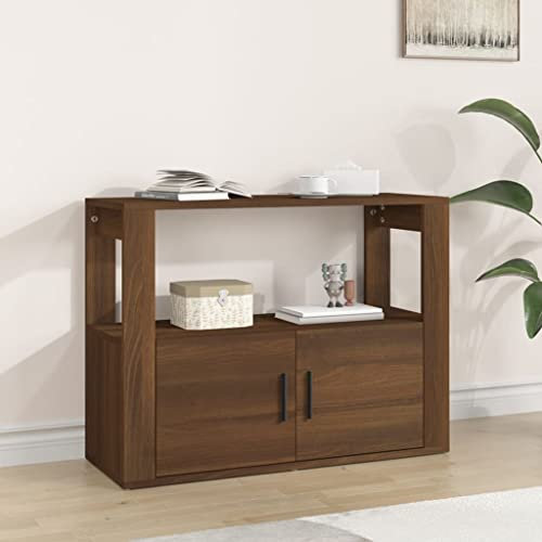 FIRBNUS 80x30x60 cm Seitenschrank mit Ablage und Türen Beistellschrank Schubladenschrank Lowboard Lagerschrank Kommode Braun Sideboard Wohnzimmer TV Schrank Aufbewahrungskommode Holzwerkstoff