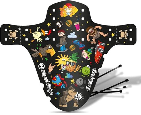 Riesel Design® - Dreck:Spatz Schutzblech Kinderfahrrad/Front Spritzschutz für Kinder Fahrrad oder Mountainbike/Mudguard 16-29 Zoll für Jungen & Mädchen (stickerbomb)