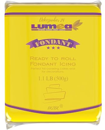 Dekozauber24 Premium Fondant, 500g, Rollfondant, in 17 Farben, weich und biegsam, essbar, Tortendeko Kuchen Deko (Gelb)