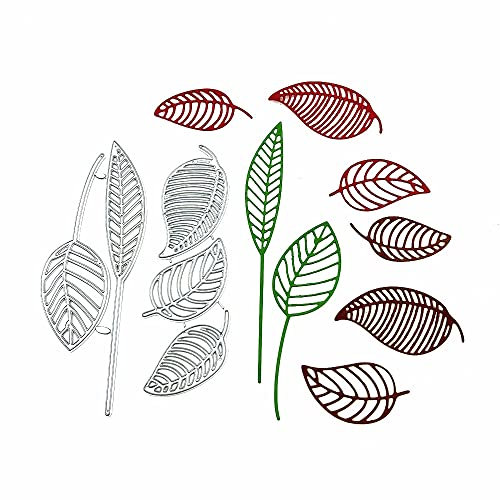 Metall-Stanzformen für Sommerblätter, Herbst/Herbst/Laub, Pflanzenschablonen, Bastelschablonen, Schablonen für DIY, Prägung, Kartenherstellung, Album, dekoratives Papier, Scrapbooking, 5 Stück