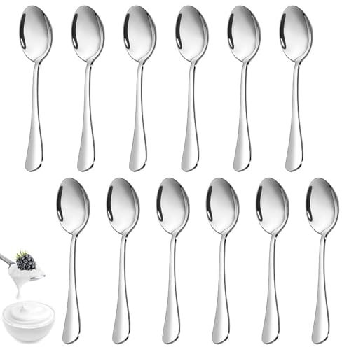 12 Pièces Cuillères à Café en Acier Inoxydable, 14cm Cuillère à Espresso, Cuillères à Dessert, Lavables au Lave vaisselle, Finition Polie Miroir, Petite Cuillères pour la Restaurant, Maison, Hôtel