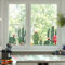 Flortlias Fensteraufkleber mit Aquarell-Blumenmuster, statisch haftend, Buntglas-Aufkleber für Glasdekoration, Kaktus