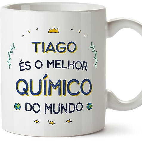 MUGFFINS Tazas Personalizadas para QUÍMICO hombre - En Portugués - Melhor do Mundo - 11 oz / 330 ml - Regalo Personalizable original y divertido