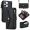 Zouzt for iPhone 15 Pro Max Wallet Case for Women, Purse with Credit Card Holder Slots Crossbody Lanyard Strap Zipper Flip Book Shockproof Protective Phone Cover for Apple 15 Pro Max 6.7 Inch (Black)